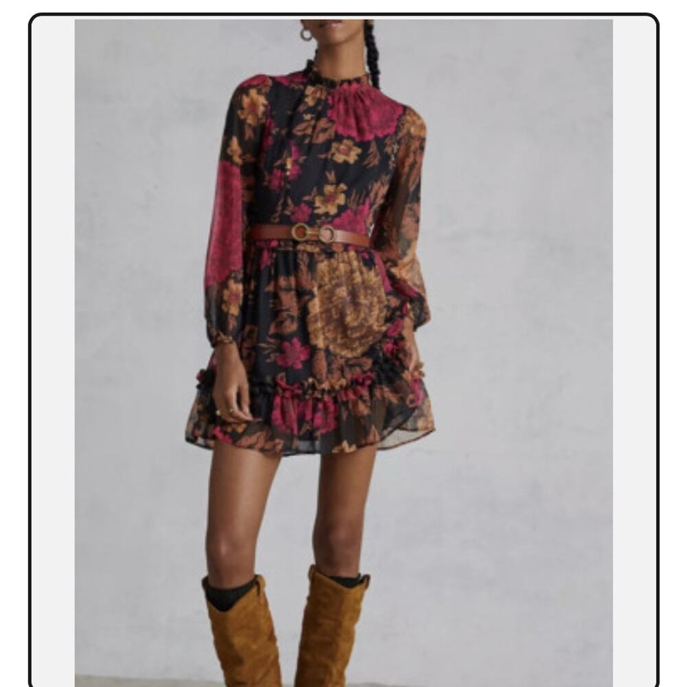 NWT Porridge by Anthropologie Backless Dress Floral Size SP Boho Long Sleeve